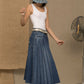 Chic Blue Denim Pleated Skirt - SEHABRANDS