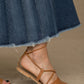 Chic Blue Denim Pleated Skirt - SEHABRANDS