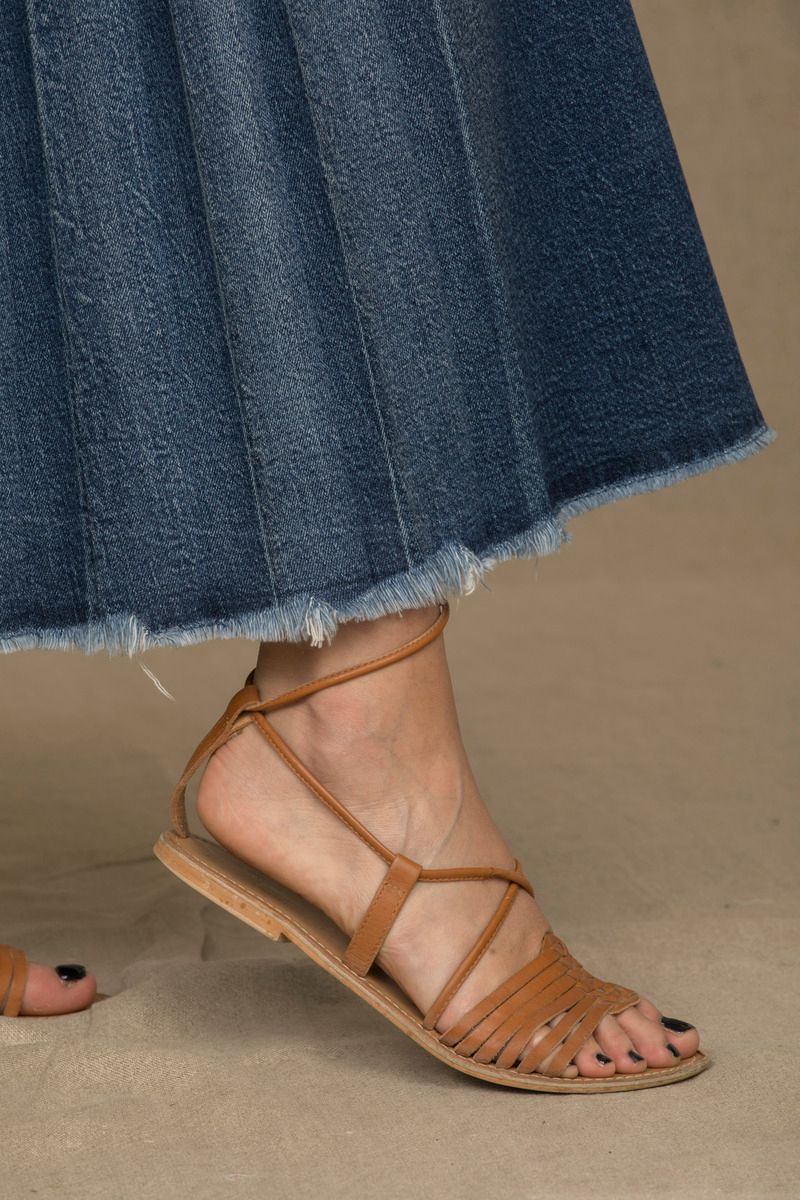 Chic Blue Denim Pleated Skirt - SEHABRANDS