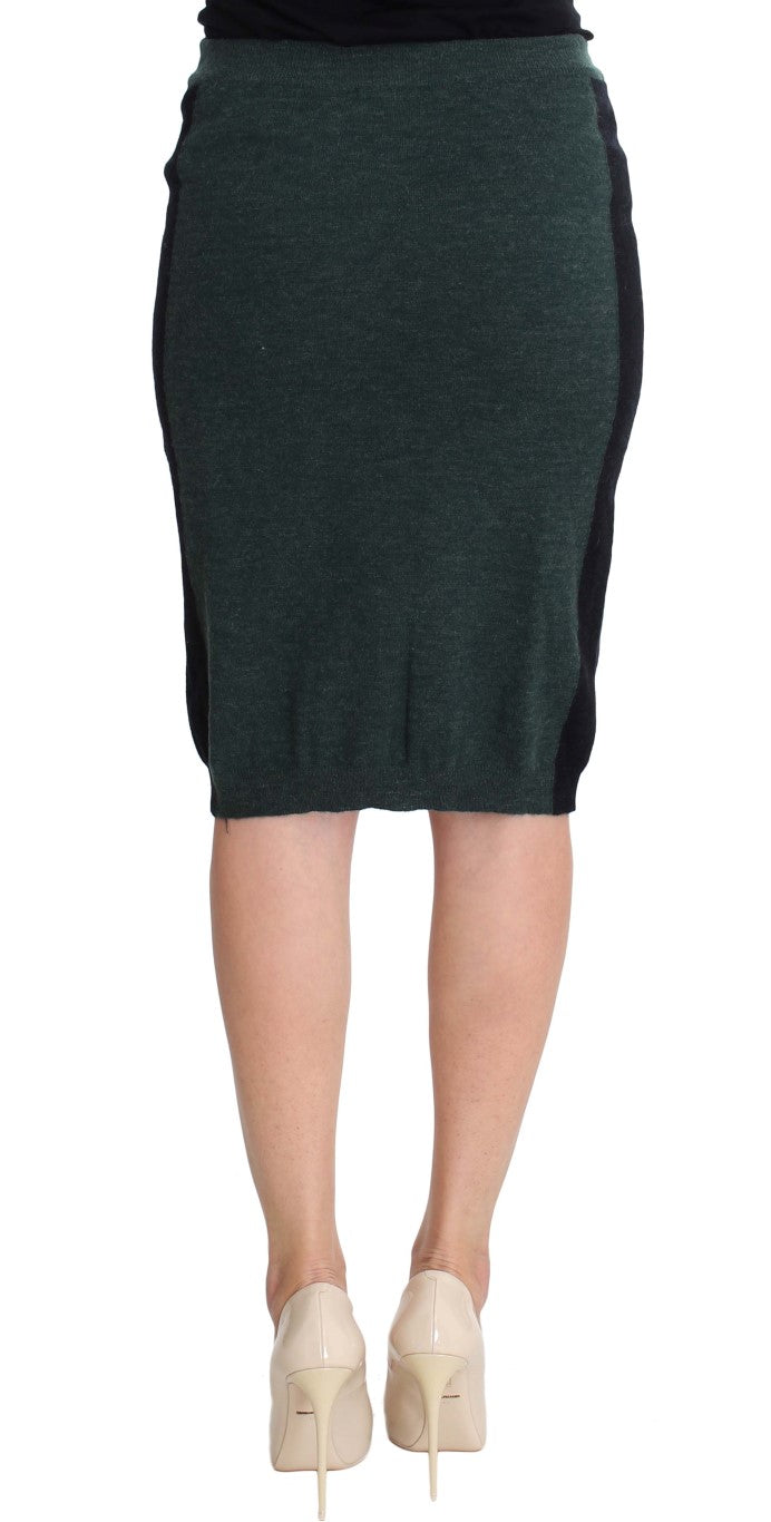 Emerald Elegance Wool-Blend Pencil Skirt - SEHABRANDS