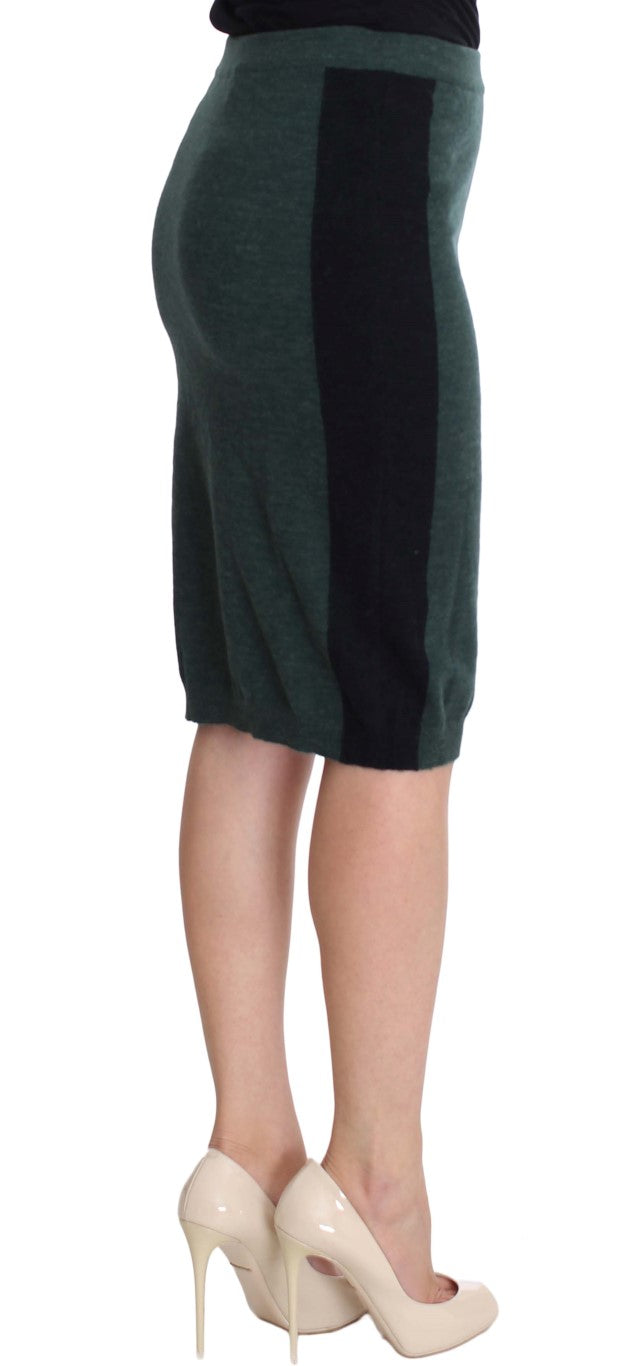 Emerald Elegance Wool-Blend Pencil Skirt - SEHABRANDS