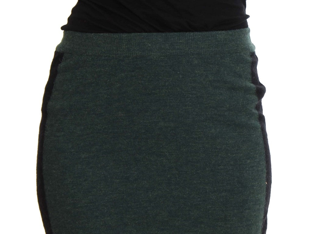 Emerald Elegance Wool-Blend Pencil Skirt - SEHABRANDS