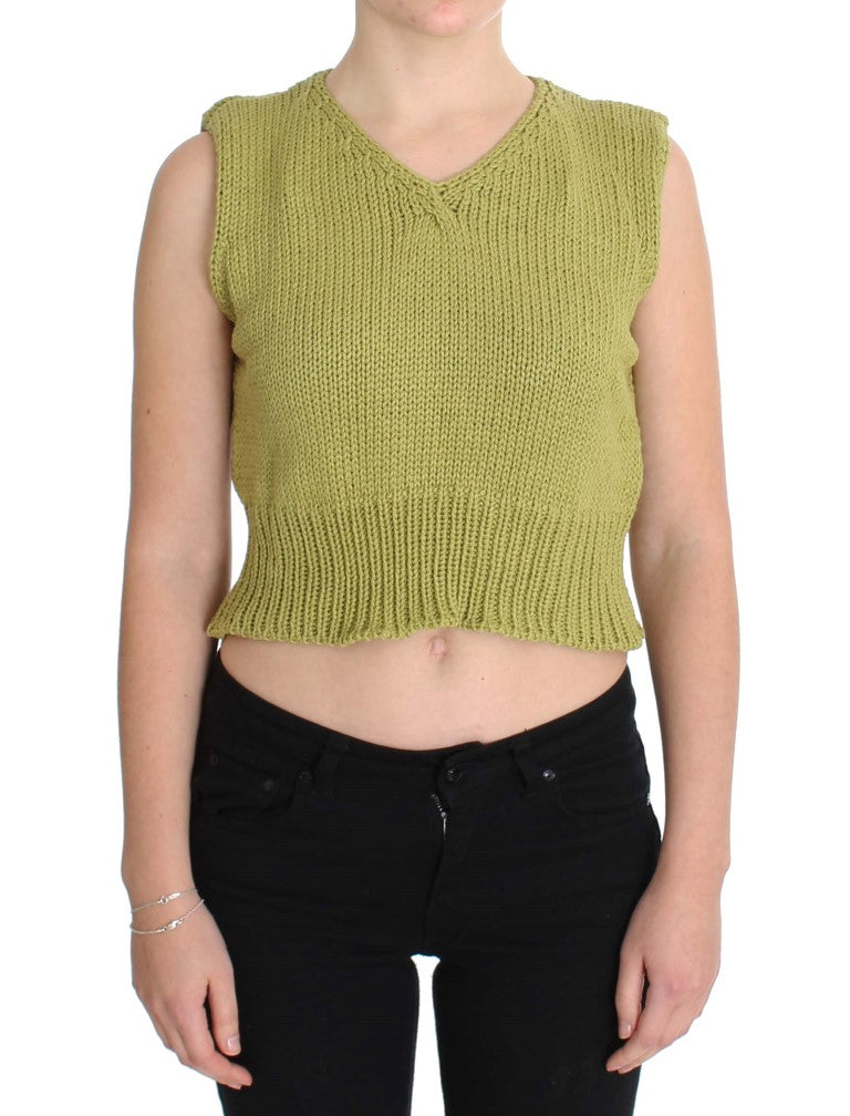 Elegant Green Sleeveless Vest Sweater - SEHABRANDS