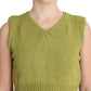 Elegant Green Sleeveless Vest Sweater - SEHABRANDS