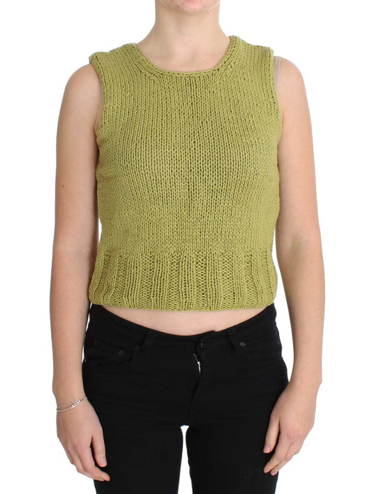 Chic Green Knitted Sleeveless Vest Sweater - SEHABRANDS