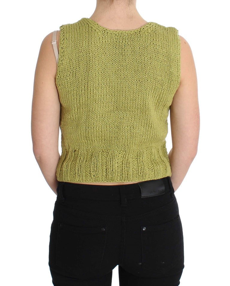 Chic Green Knitted Sleeveless Vest Sweater - SEHABRANDS