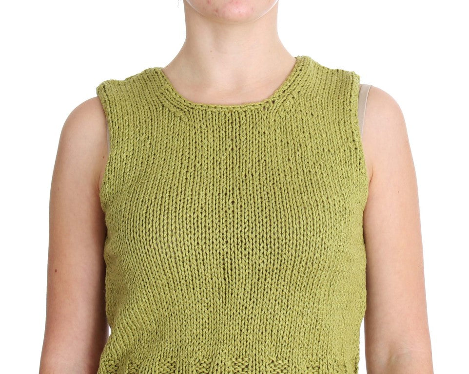 Chic Green Knitted Sleeveless Vest Sweater - SEHABRANDS