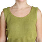 Elegant Green Knit Sleeveless Vest Sweater - SEHABRANDS