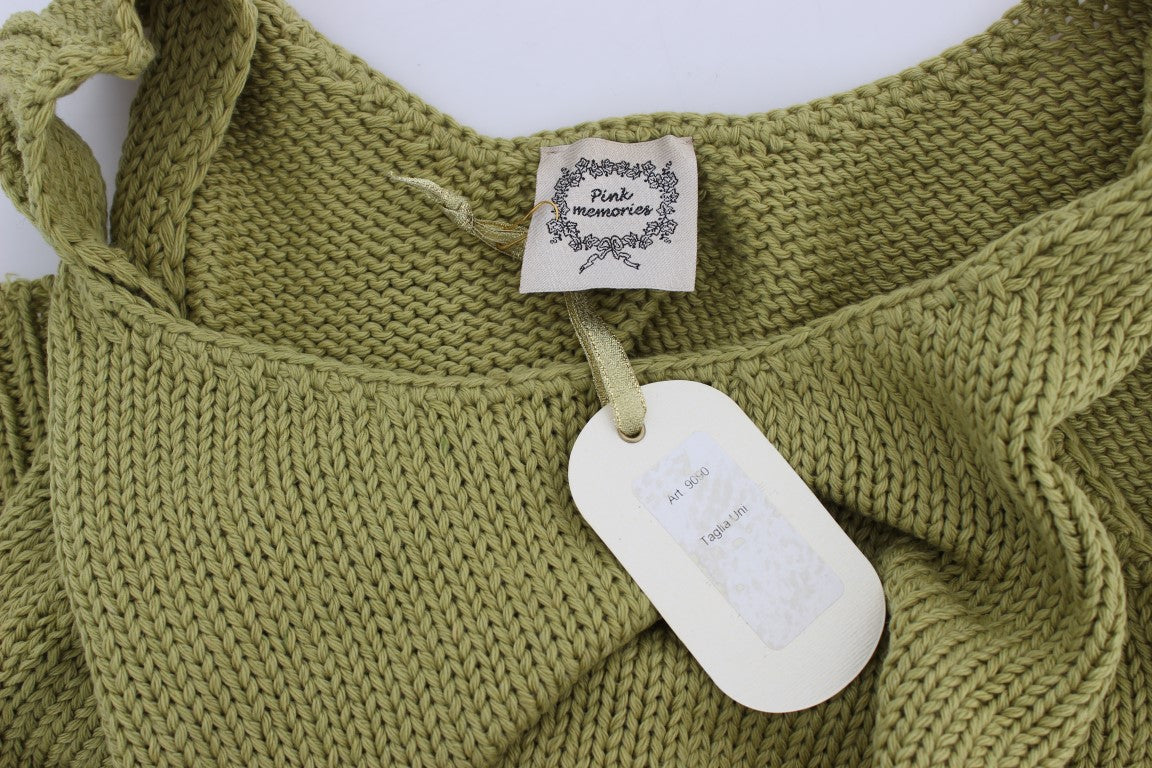 Elegant Green Knit Sleeveless Vest Sweater - SEHABRANDS