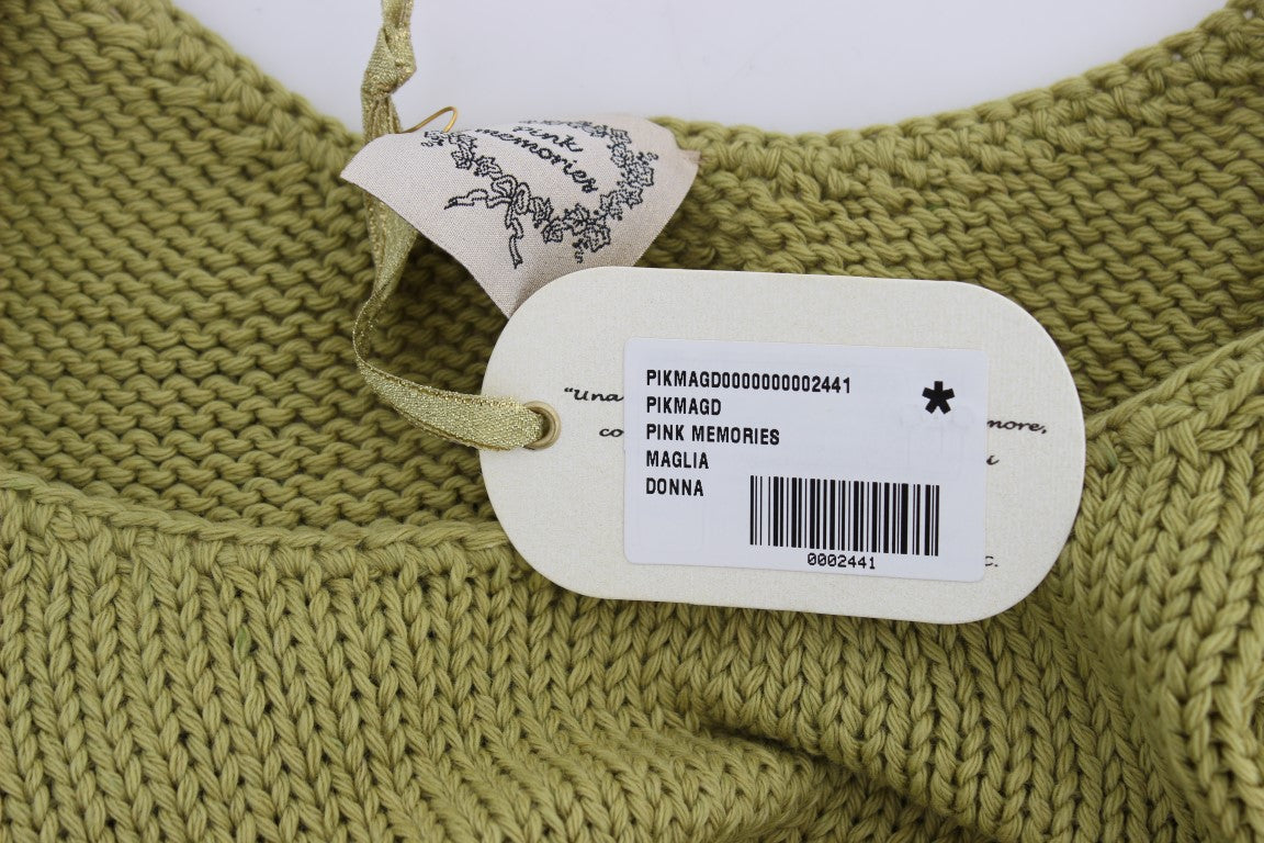 Elegant Green Knit Sleeveless Vest Sweater - SEHABRANDS