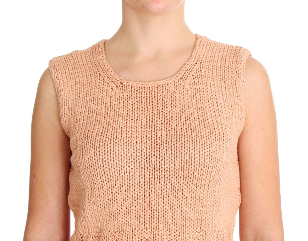 Elegant Pink Knitted Sleeveless Vest Sweater - SEHABRANDS