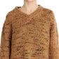 Chic Brown Oversize Knitted V-Neck Sweater - SEHABRANDS