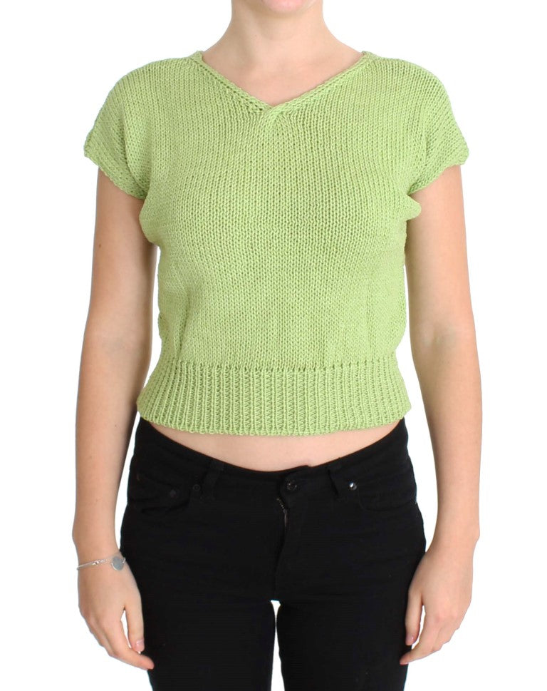 Elegant Green Knitted Sleeveless Vest Sweater - SEHABRANDS