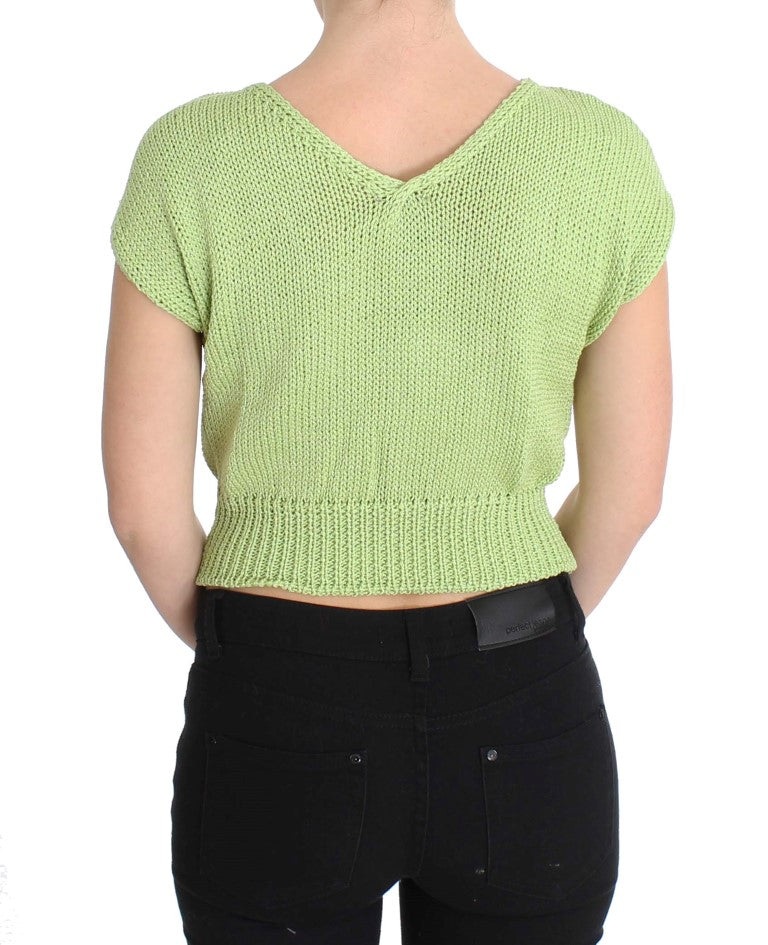 Elegant Green Knitted Sleeveless Vest Sweater - SEHABRANDS