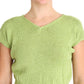 Elegant Green Knitted Sleeveless Vest Sweater - SEHABRANDS