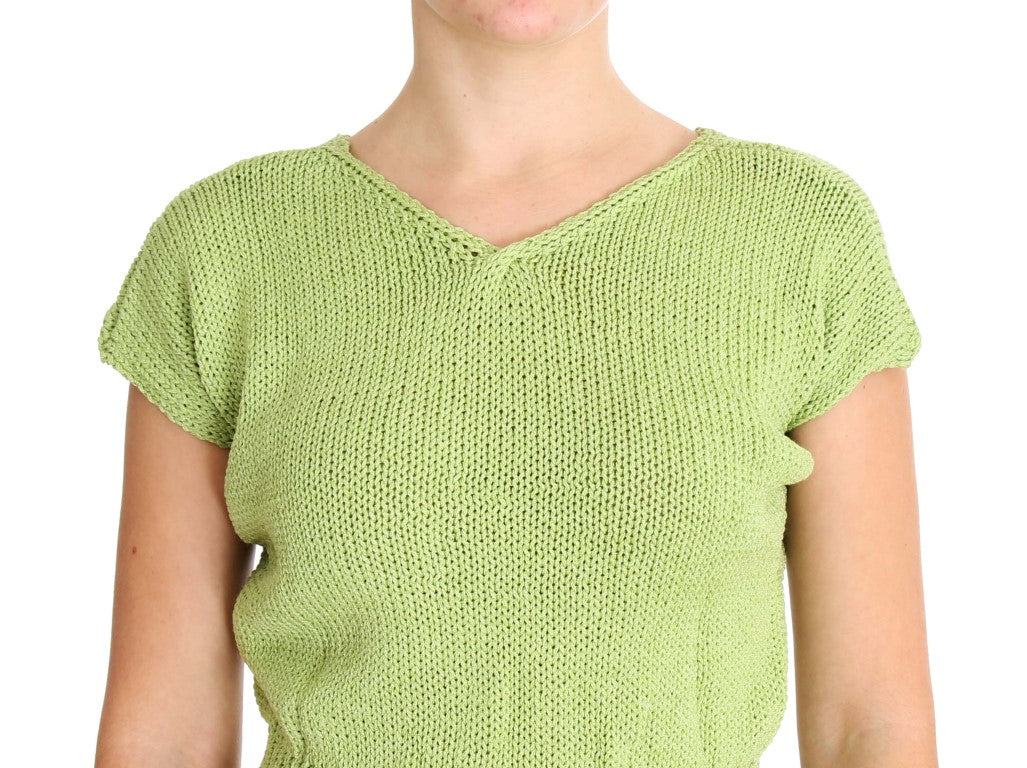 Elegant Green Knitted Sleeveless Vest Sweater - SEHABRANDS