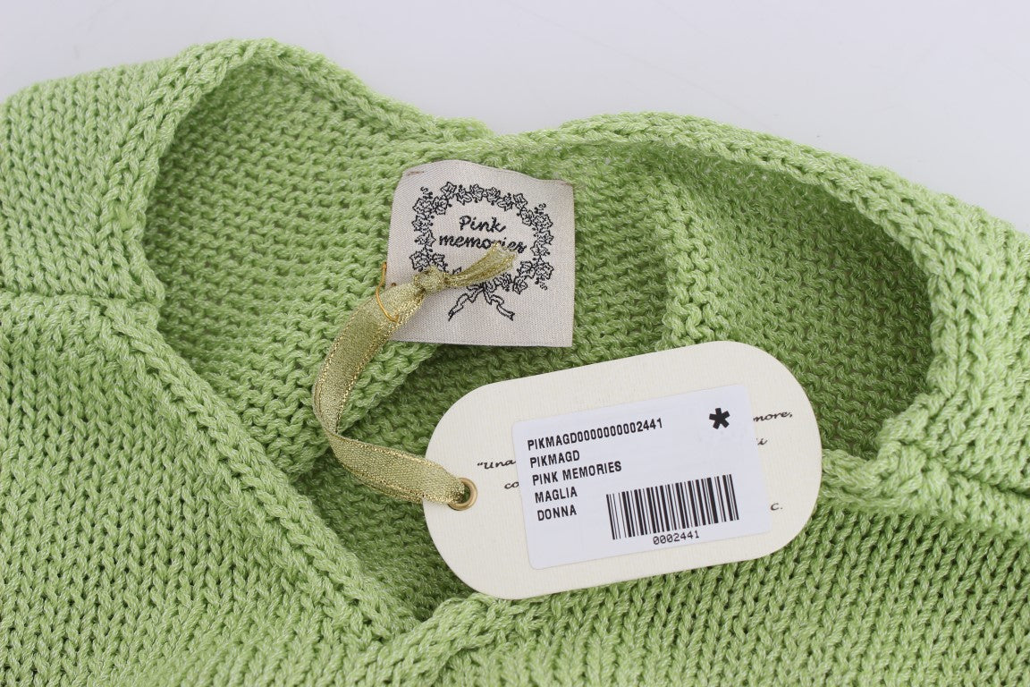 Elegant Green Knitted Sleeveless Vest Sweater - SEHABRANDS