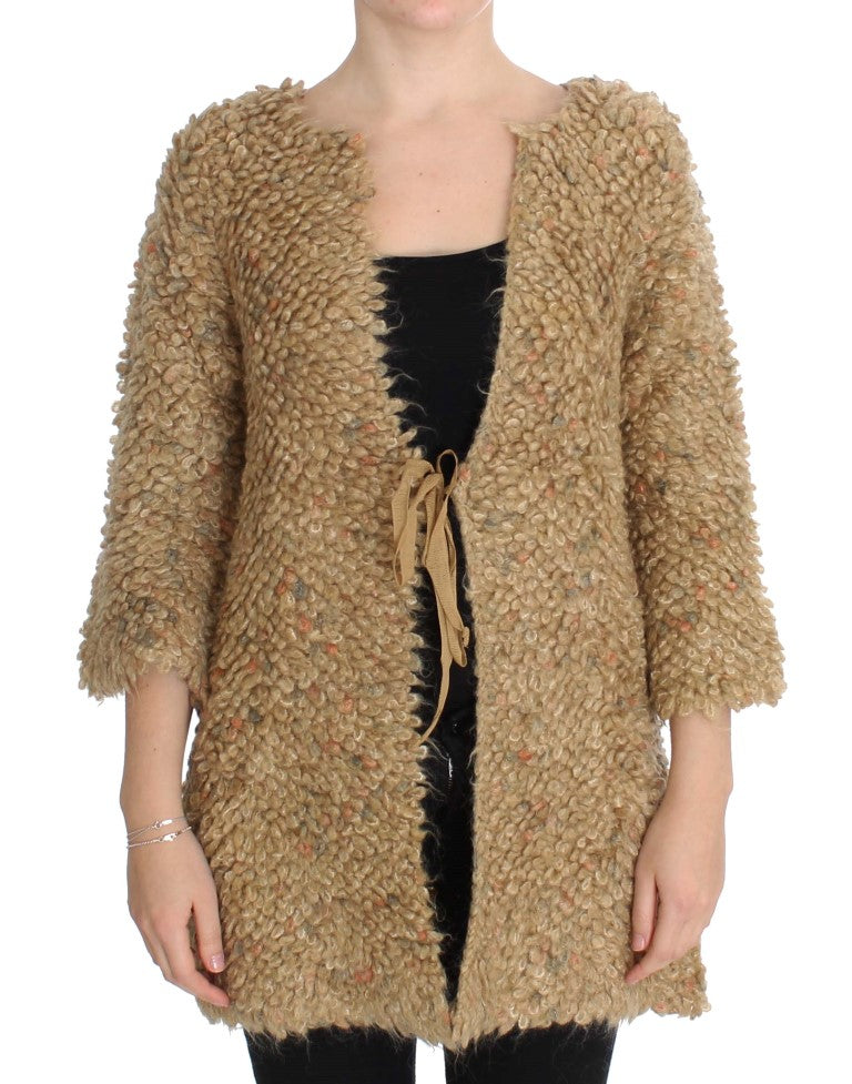 Elegant Beige Sweatercoat Cape - SEHABRANDS