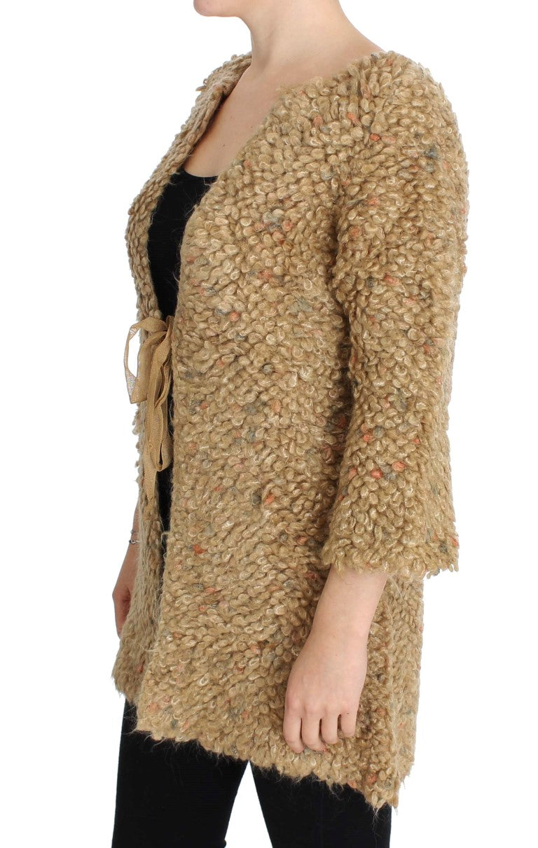 Elegant Beige Sweatercoat Cape - SEHABRANDS