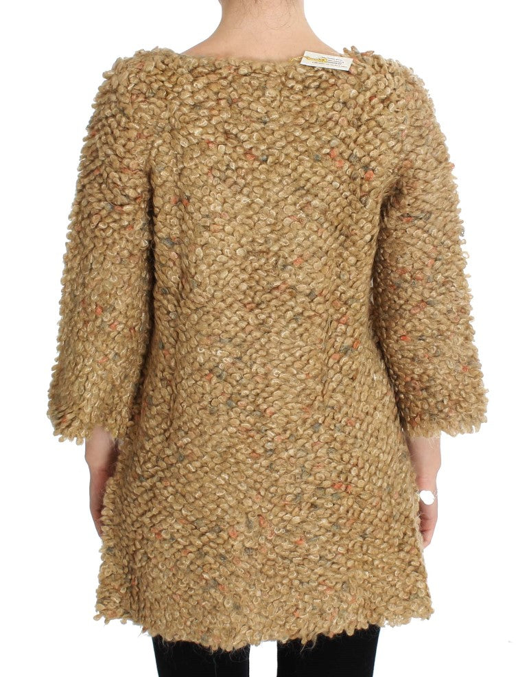 Elegant Beige Sweatercoat Cape - SEHABRANDS