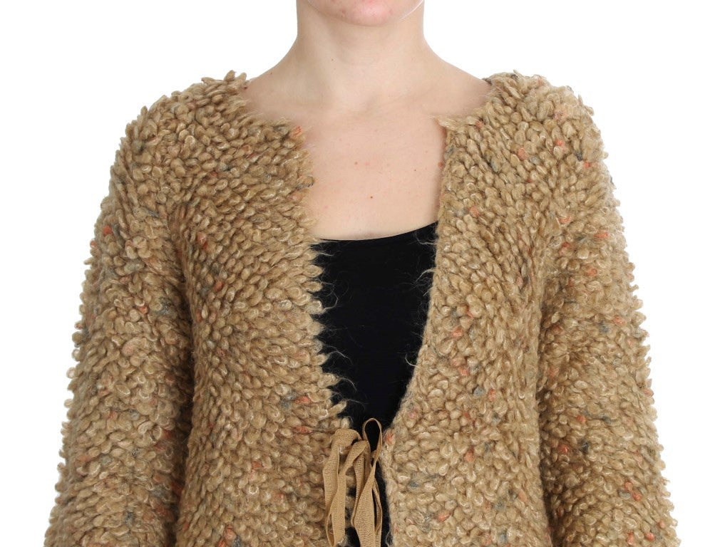 Elegant Beige Sweatercoat Cape - SEHABRANDS