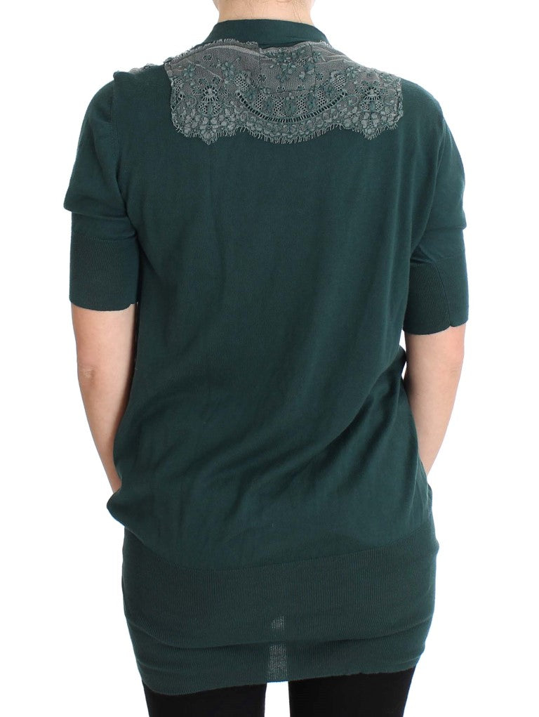 Elegant Green Lace Cardigan Sweater - SEHABRANDS