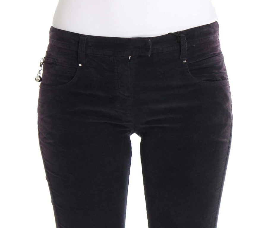 Elegant Purple Cropped Corduroys - SEHABRANDS