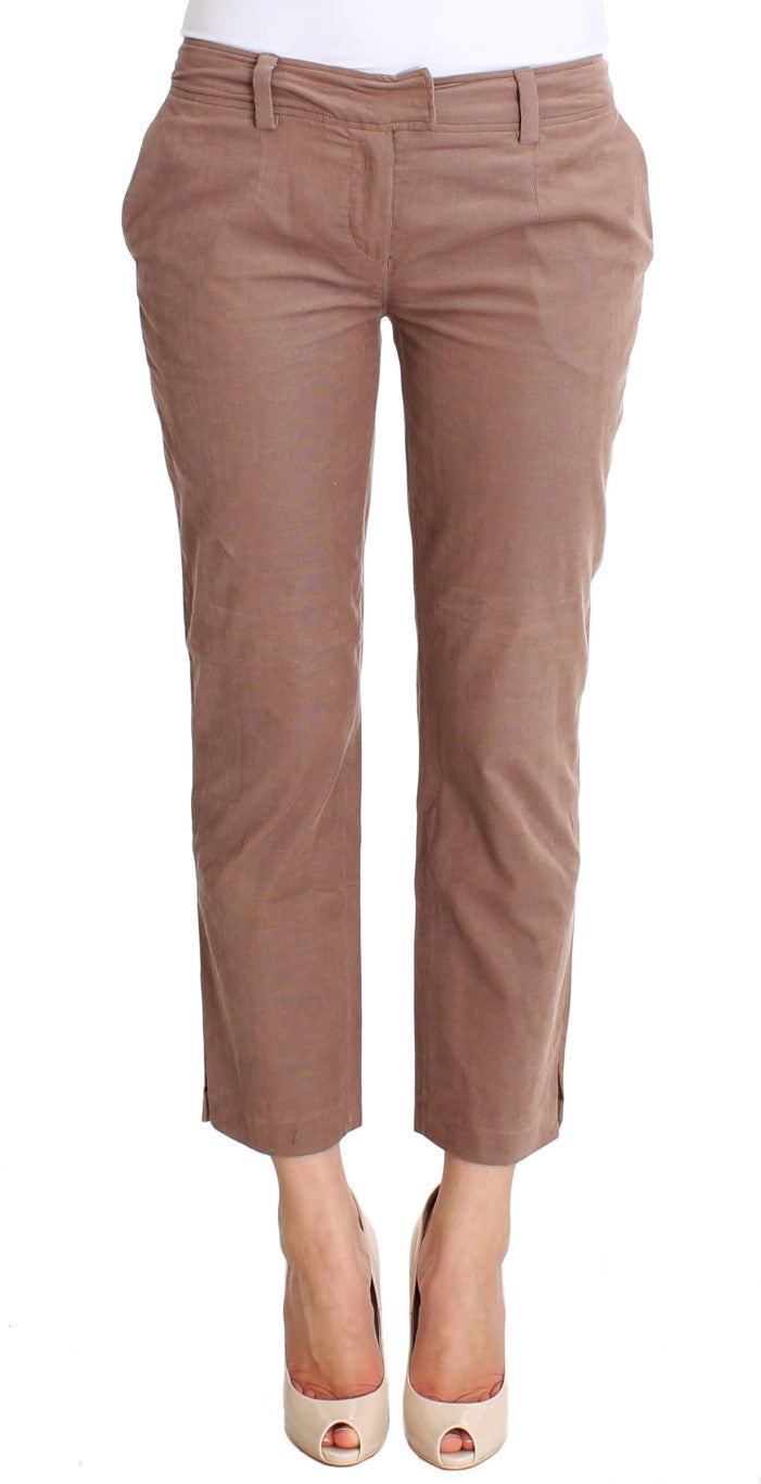 Chic Brown Cropped Corduroy Pants - SEHABRANDS