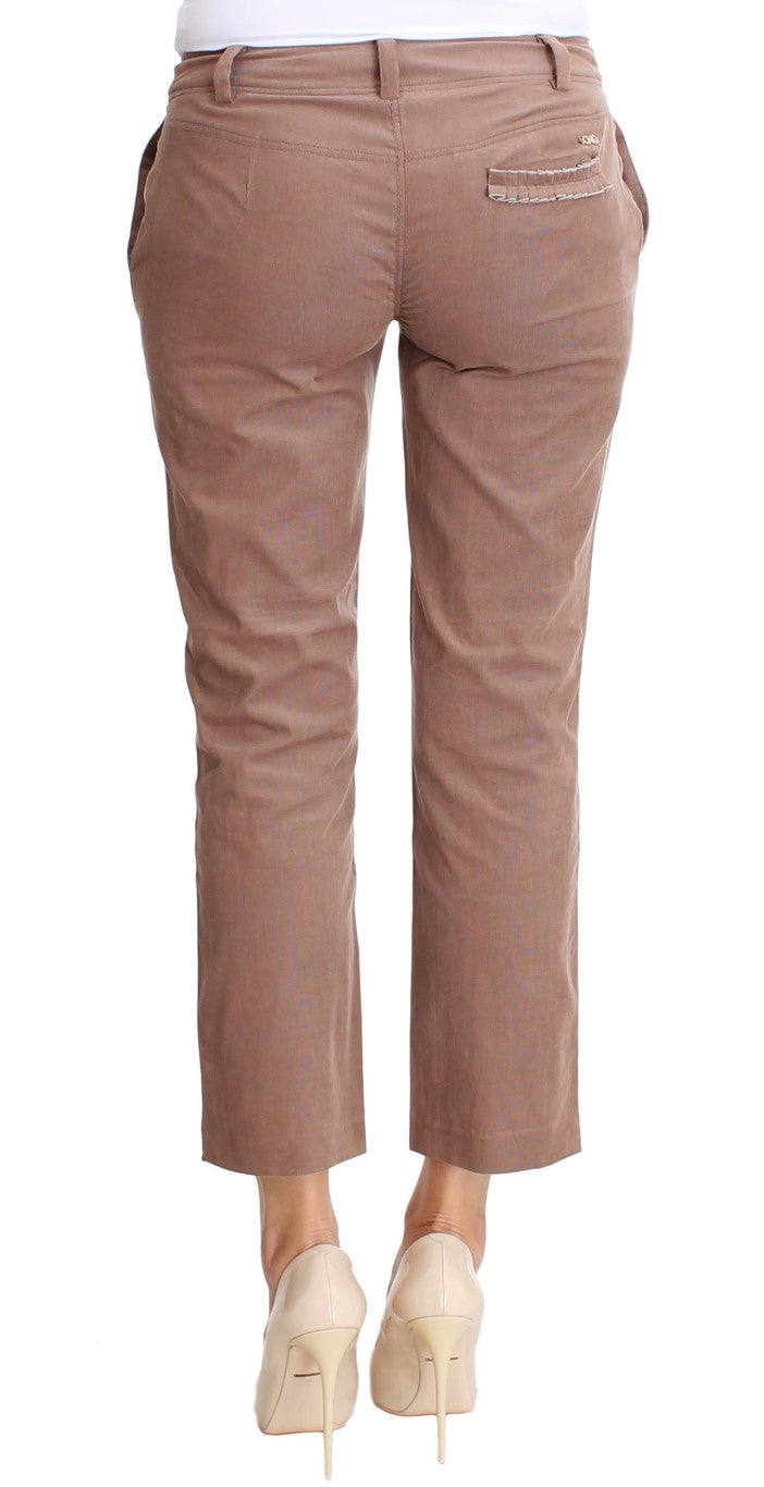 Chic Brown Cropped Corduroy Pants - SEHABRANDS