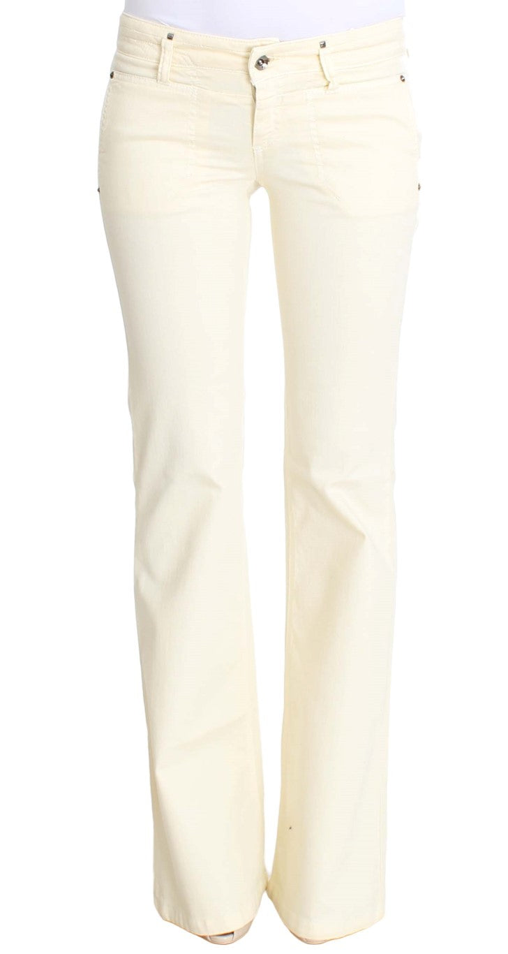 Chic Off-White Flared Designer Jeans - SEHABRANDS