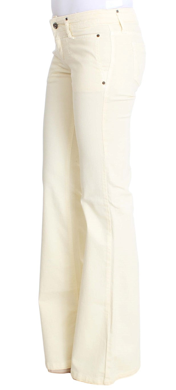 Chic Off-White Flared Designer Jeans - SEHABRANDS