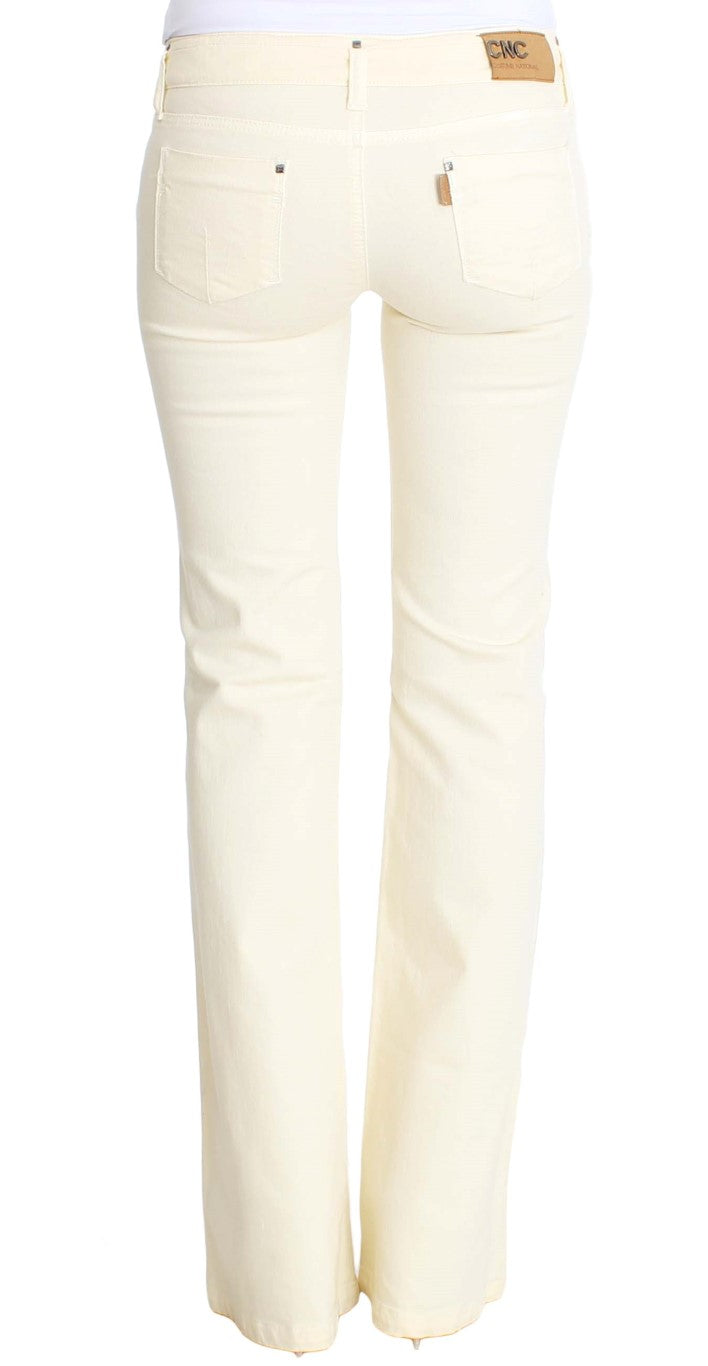 Chic Off-White Flared Designer Jeans - SEHABRANDS