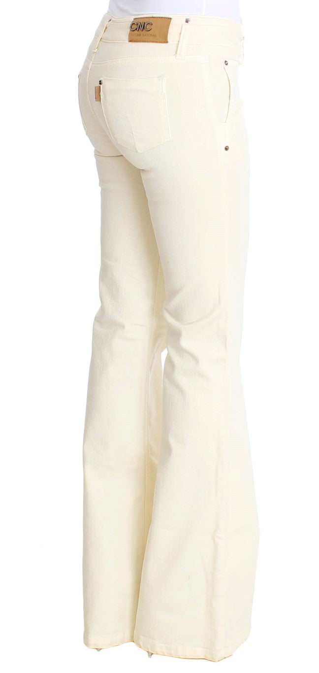 Chic Off-White Flared Designer Jeans - SEHABRANDS