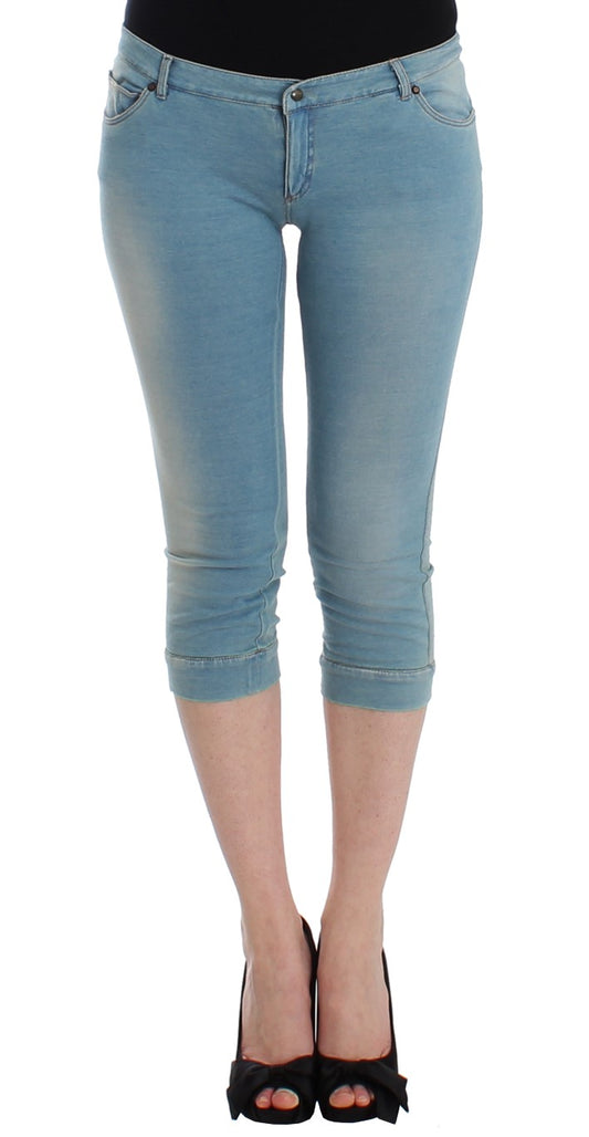 Elegant Light Blue Capri Jeans - SEHABRANDS