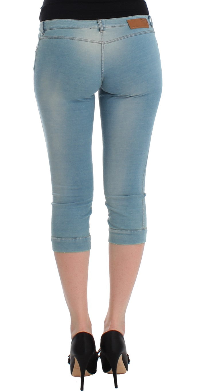 Elegant Light Blue Capri Jeans - SEHABRANDS