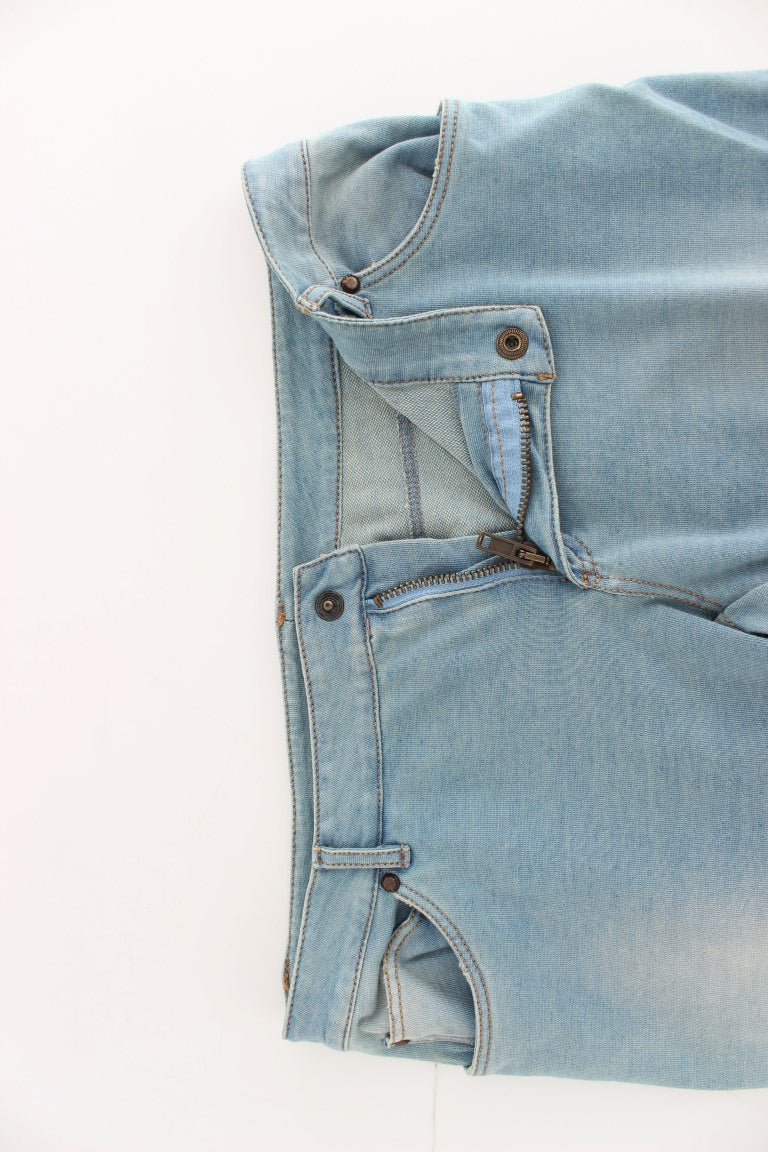 Elegant Light Blue Capri Jeans - SEHABRANDS