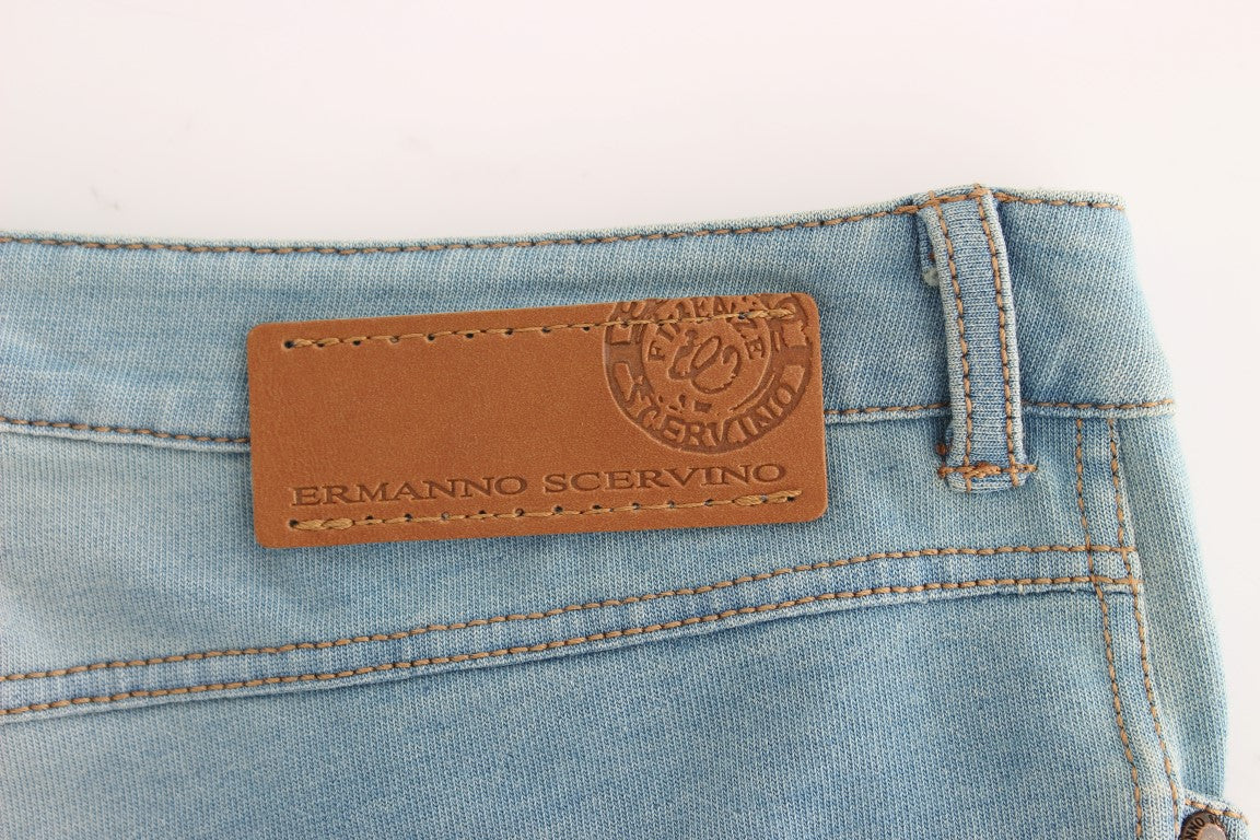 Elegant Light Blue Capri Jeans - SEHABRANDS