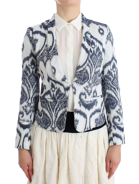 Elegant Two-Tone Blue Short Blazer - SEHABRANDS