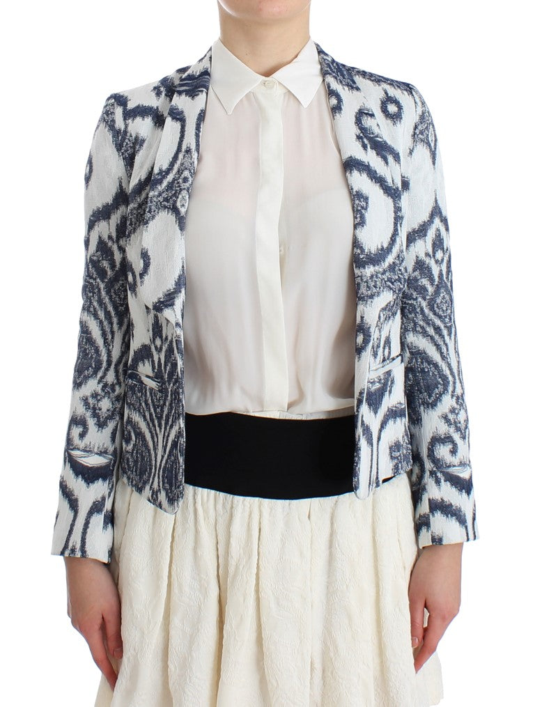 Elegant Two-Tone Blue Short Blazer - SEHABRANDS