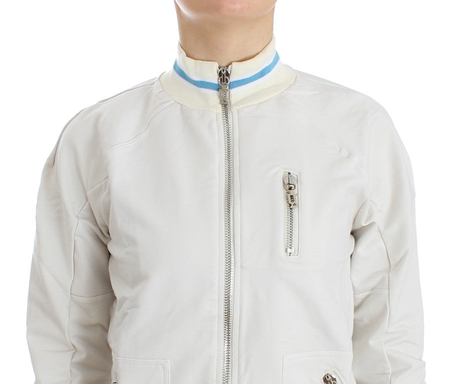 Elegant White Zip Cardigan - SEHABRANDS