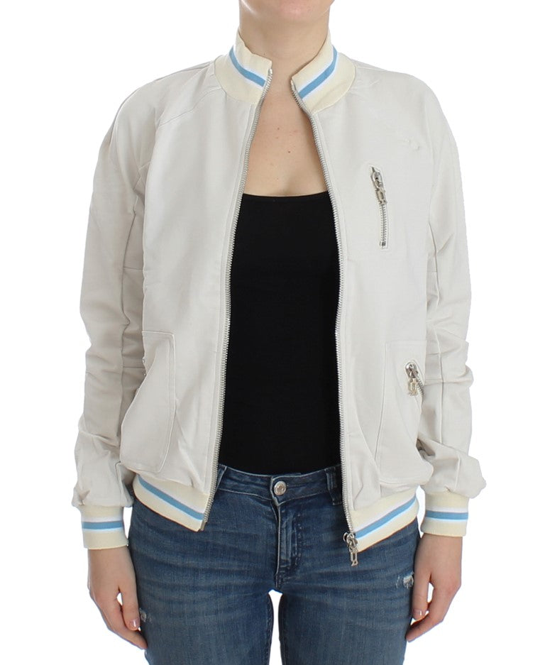 Elegant White Zip Cardigan - SEHABRANDS