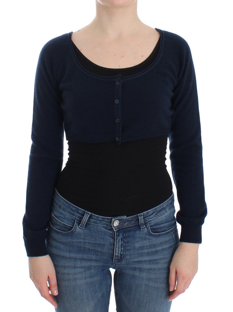 Chic Cashmere-Blend Cropped Sweater in Blue - SEHABRANDS