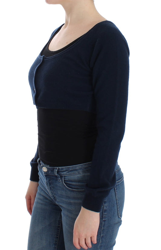 Chic Cashmere-Blend Cropped Sweater in Blue - SEHABRANDS