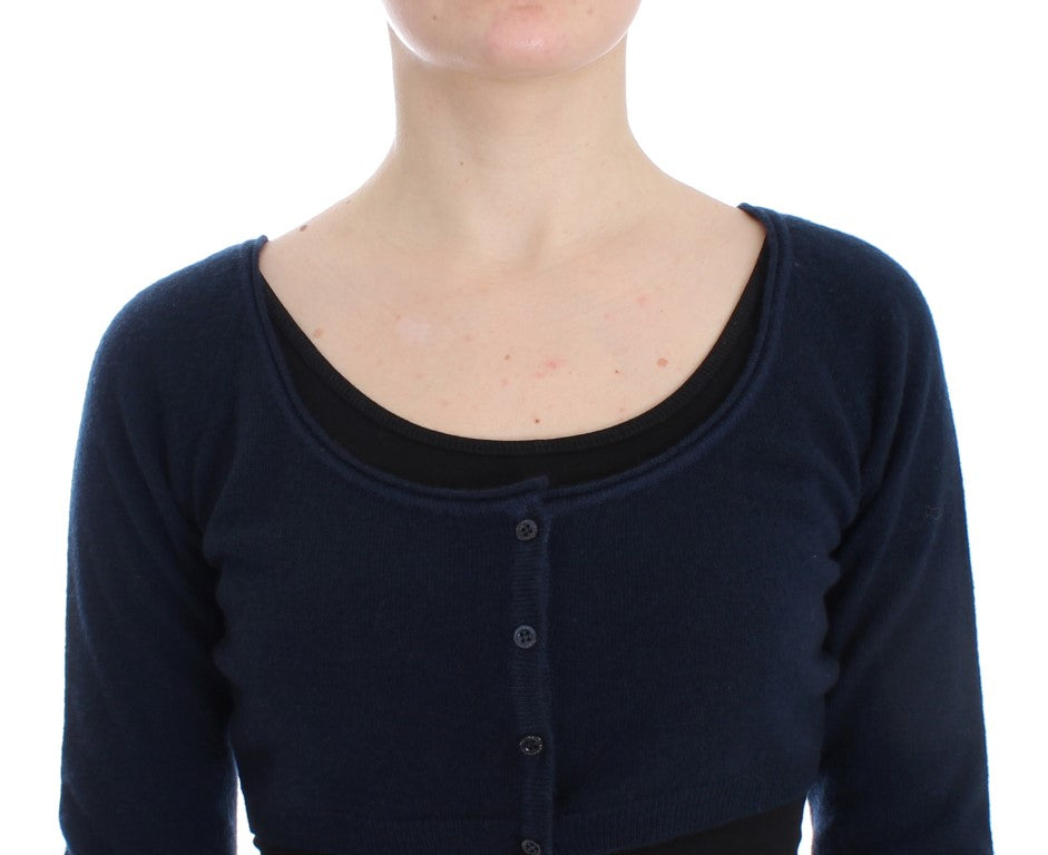 Chic Cashmere-Blend Cropped Sweater in Blue - SEHABRANDS