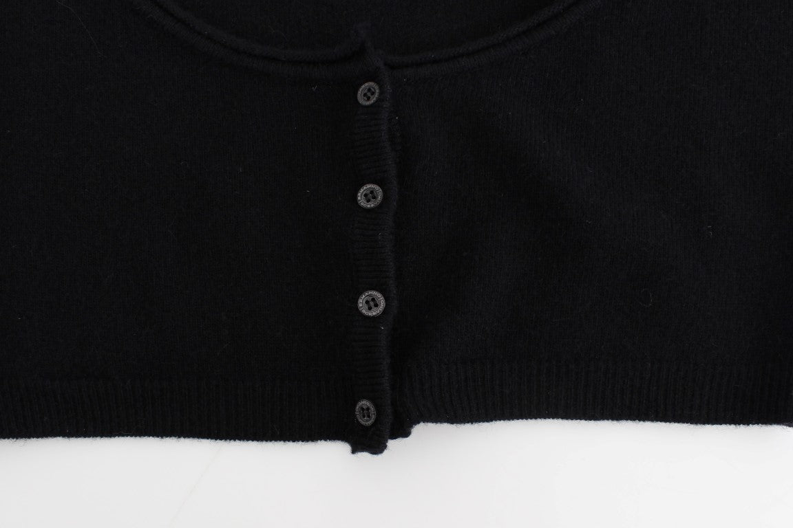 Chic Cropped Black Wool-Cashmere Sweater - SEHABRANDS