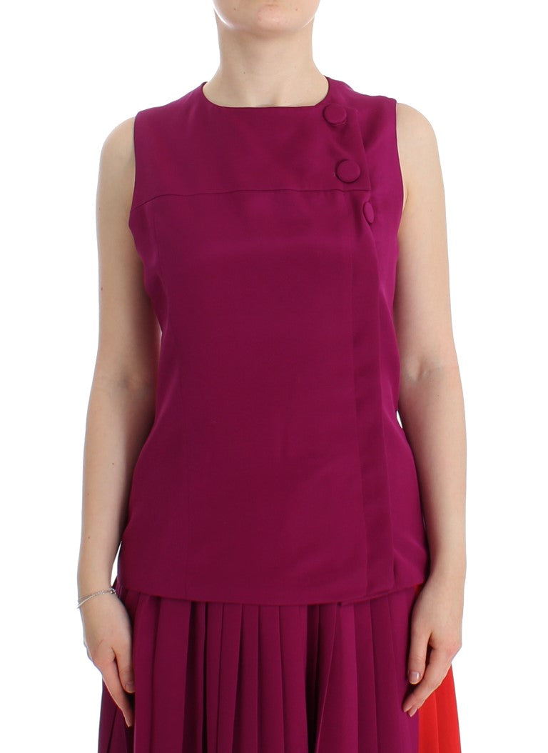 Stunning Silk Sleeveless Purple Blouse - SEHABRANDS