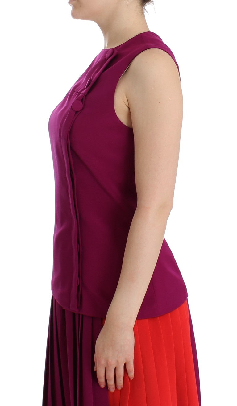 Stunning Silk Sleeveless Purple Blouse - SEHABRANDS