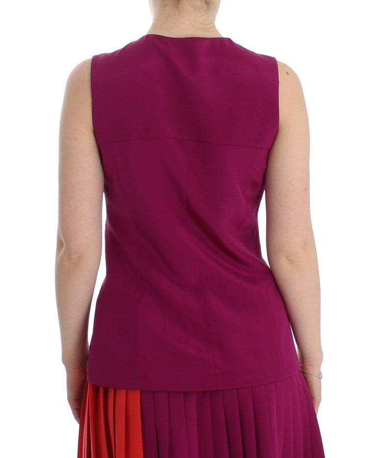 Stunning Silk Sleeveless Purple Blouse - SEHABRANDS