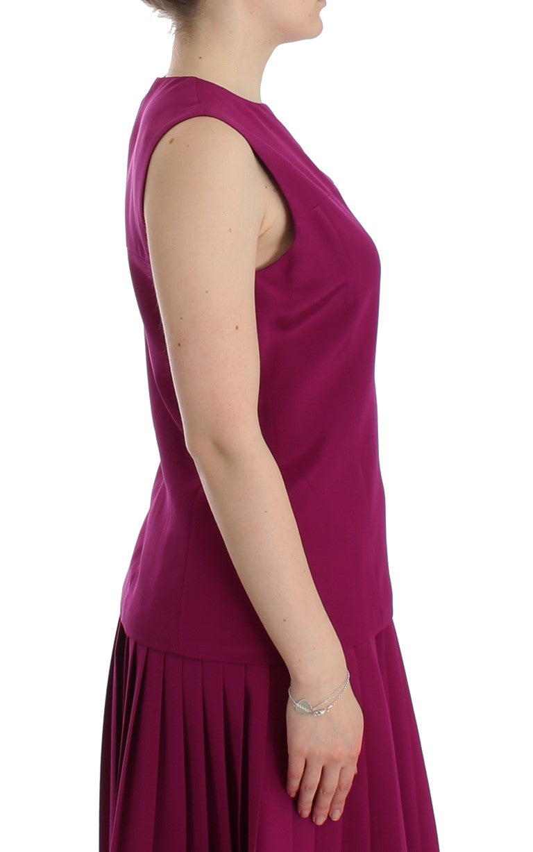 Stunning Silk Sleeveless Purple Blouse - SEHABRANDS