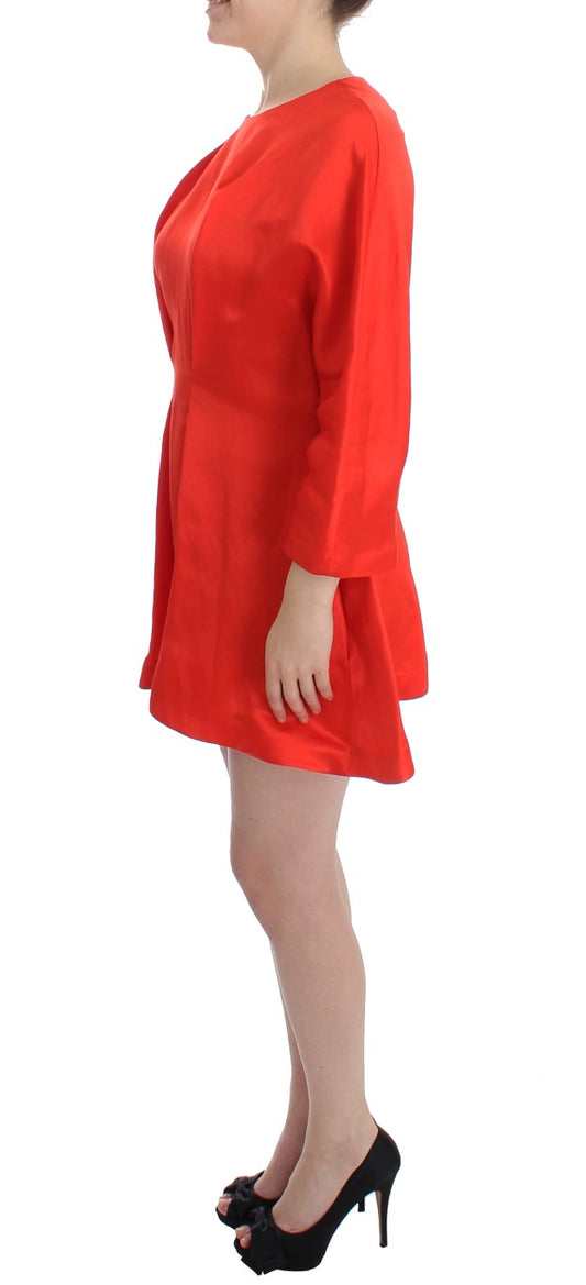 Radiant Red Linen Blend Artisan Dress - SEHABRANDS